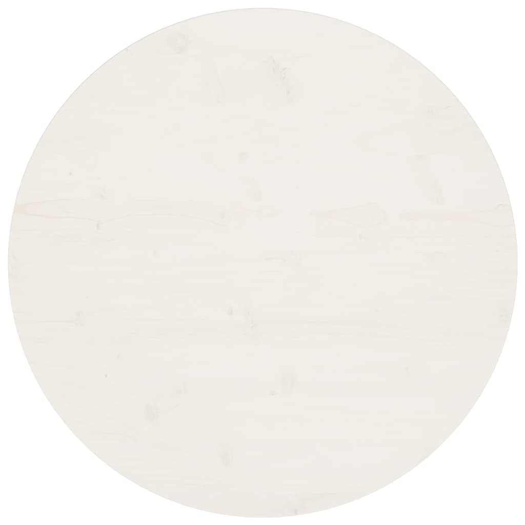 Piano Tavolo Bianco Ã˜70x2,5 cm in Legno Massello di Pino