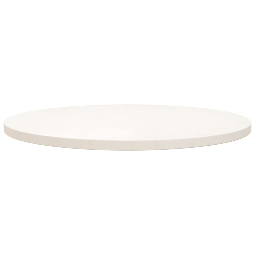 Piano Tavolo Bianco Ã˜70x2,5 cm in Legno Massello di Pino
