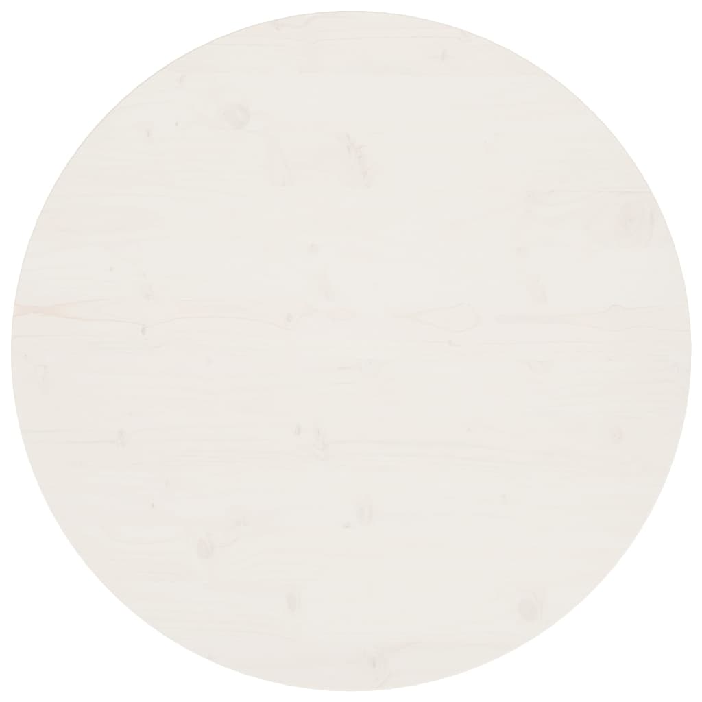 Piano Tavolo Bianco Ã˜80x2,5 cm in Legno Massello di Pino