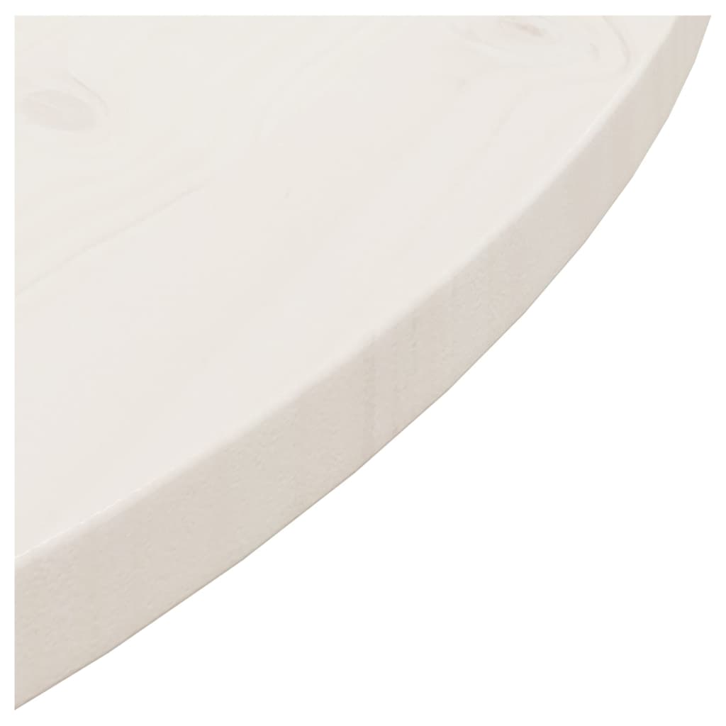 Piano Tavolo Bianco Ã˜80x2,5 cm in Legno Massello di Pino