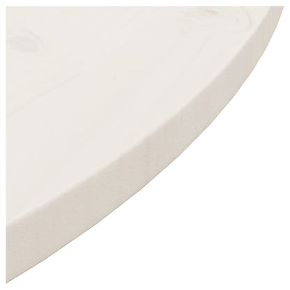 Piano Tavolo Bianco Ã˜80x2,5 cm in Legno Massello di Pino