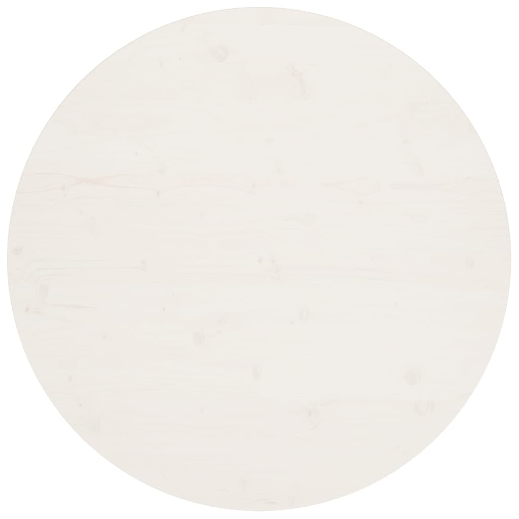 Piano Tavolo Bianco Ã˜90x2,5 cm in Legno Massello di Pino
