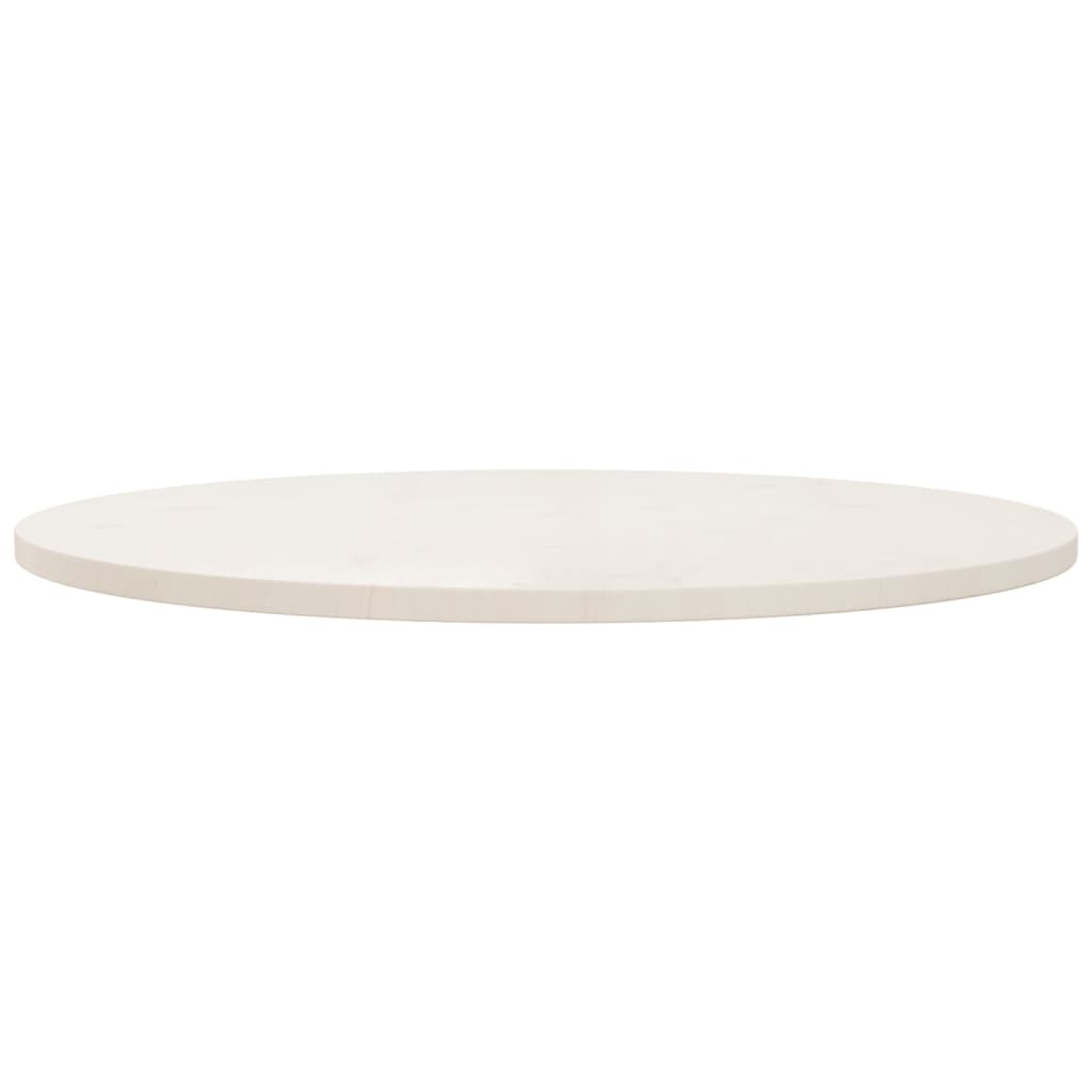 Piano Tavolo Bianco Ã˜90x2,5 cm in Legno Massello di Pino