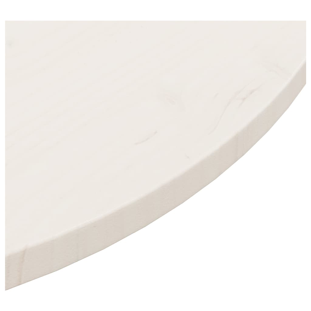 Piano Tavolo Bianco Ã˜90x2,5 cm in Legno Massello di Pino