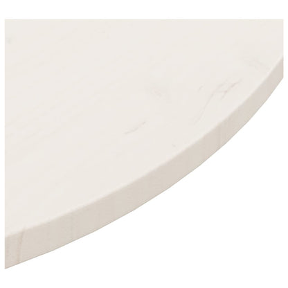 Piano Tavolo Bianco Ã˜90x2,5 cm in Legno Massello di Pino