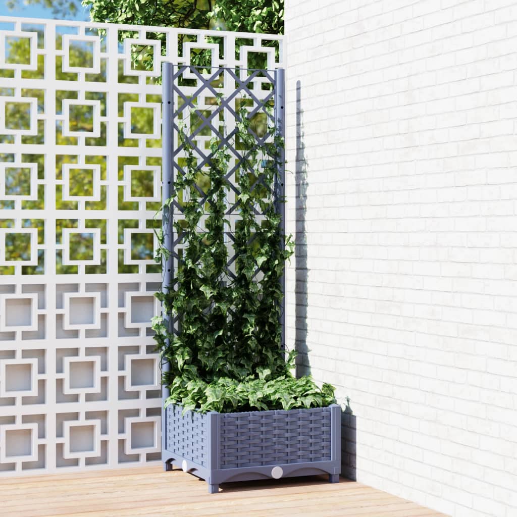 Fioriera da Giardino e Graticcio Grigio Blu 40x40x121,5 cm PP