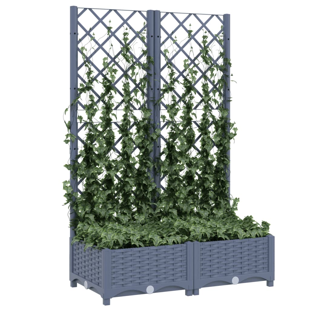 Fioriera da Giardino e Graticcio Grigio Blu 80x40x121,5 cm PP