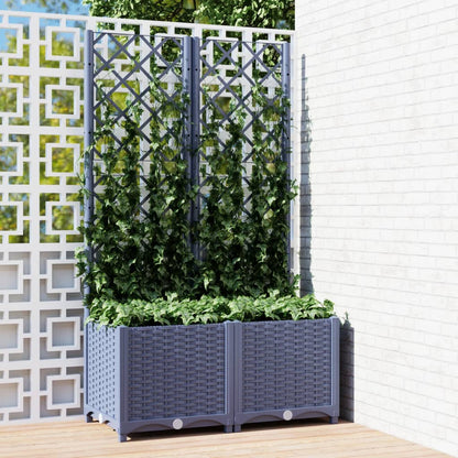 Fioriera da Giardino con Graticcio Grigio Blu 80x40x136 cm PP