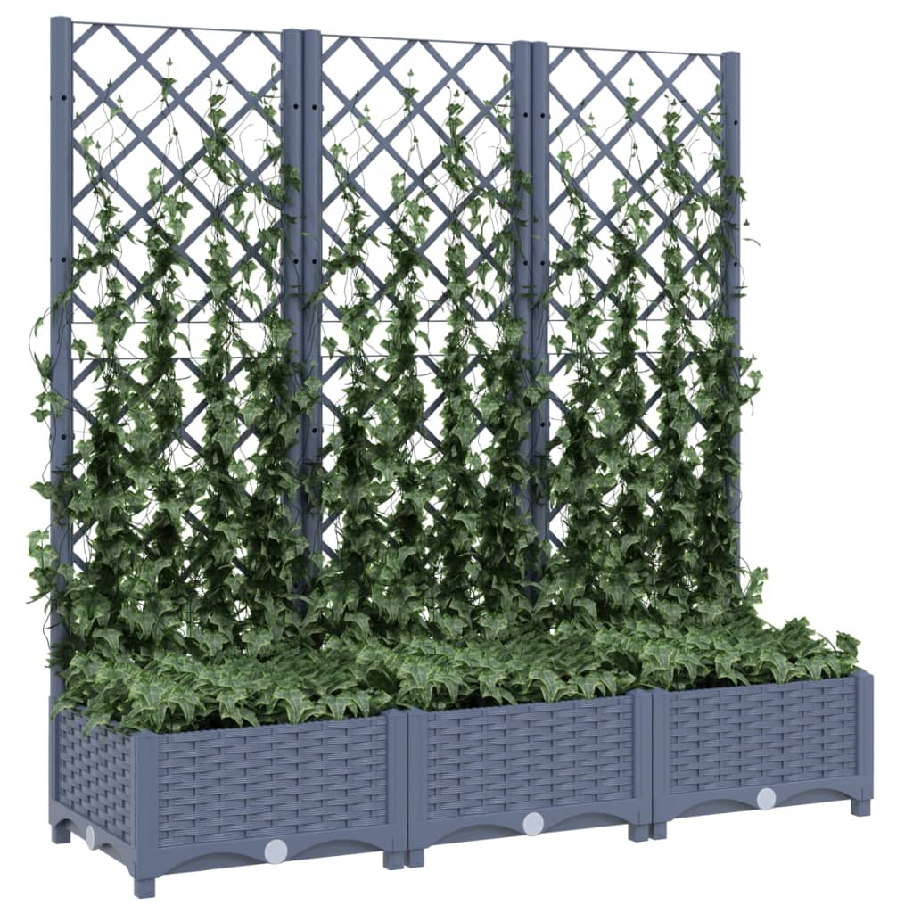Fioriera da Giardino e Graticcio Grigio Blu 120x40x121,5 cm PP