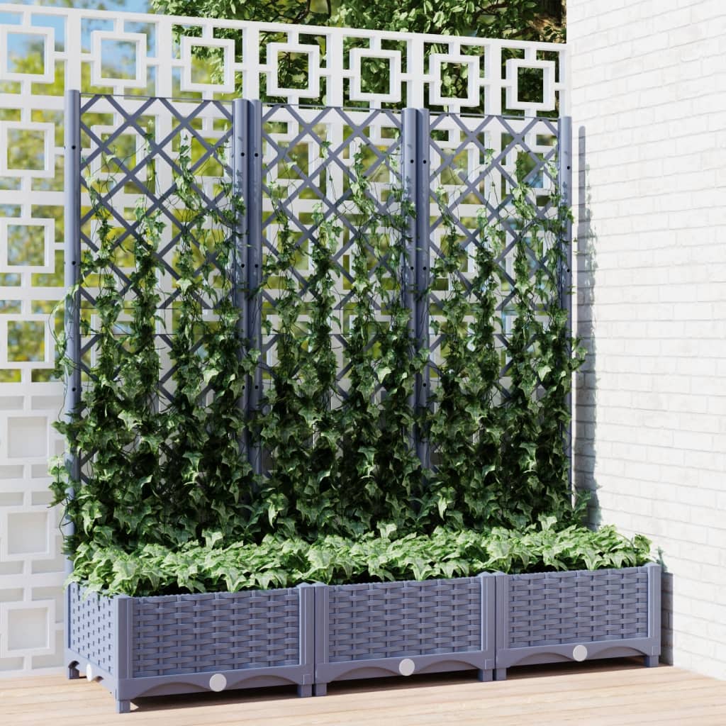 Fioriera da Giardino e Graticcio Grigio Blu 120x40x121,5 cm PP