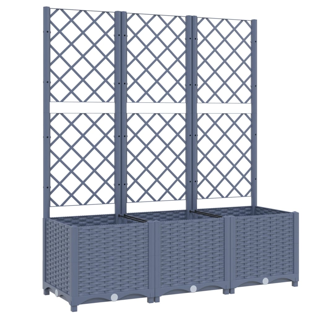Fioriera da Giardino con Graticcio Grigio Blu 120x40x136 cm PP