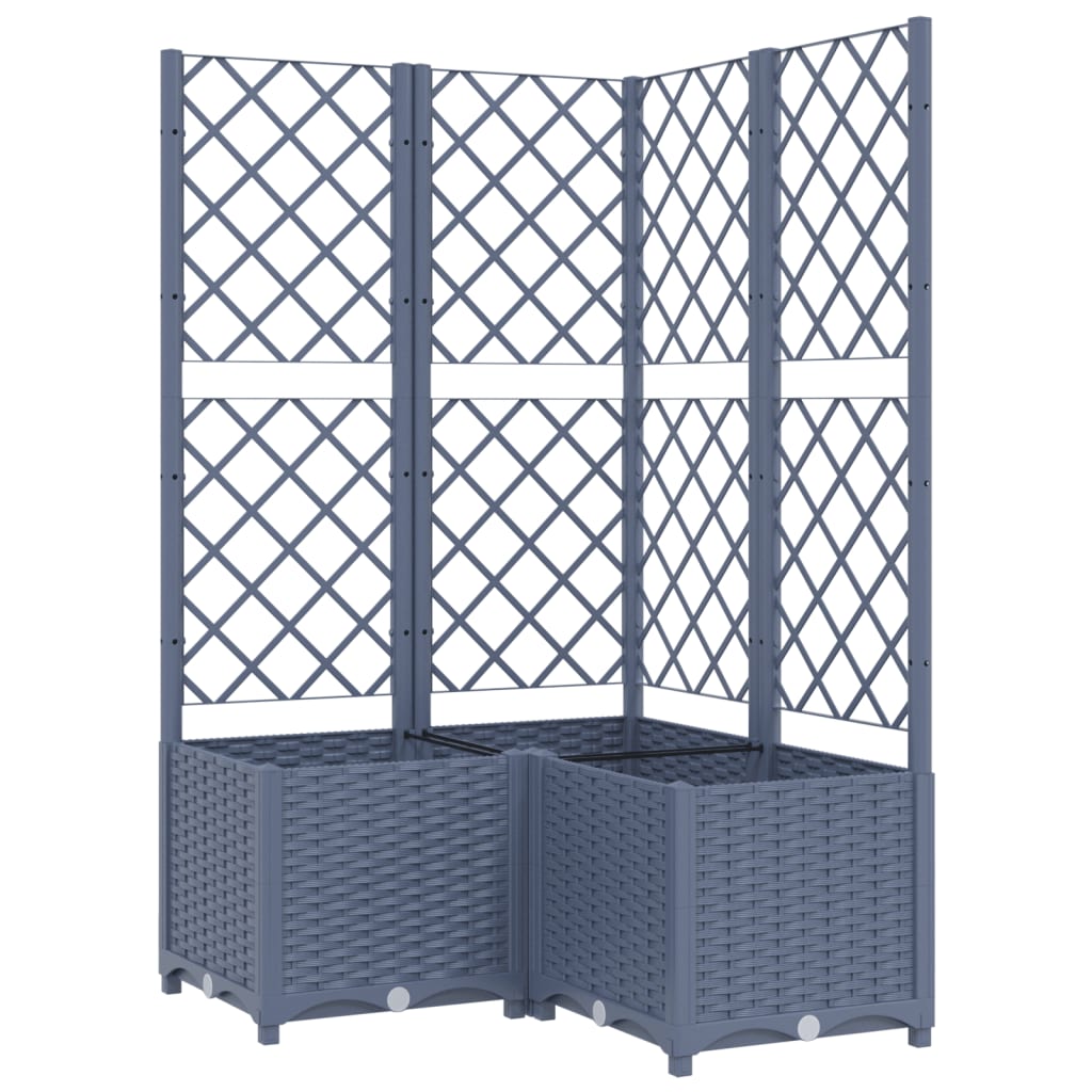 Fioriera da Giardino con Graticcio Grigio Blu 80x80x136 cm PP