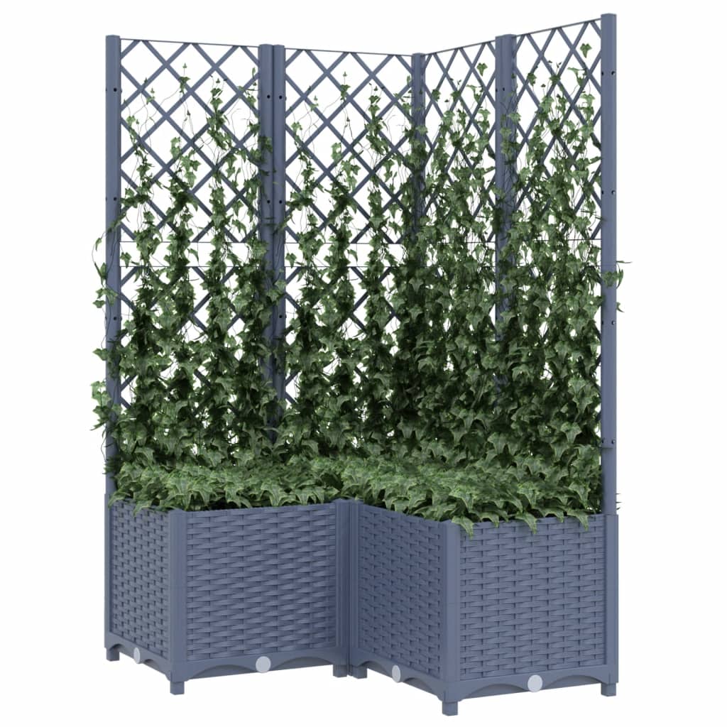 Fioriera da Giardino con Graticcio Grigio Blu 80x80x136 cm PP