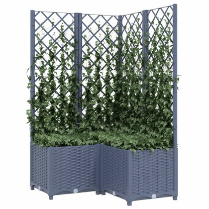 Fioriera da Giardino con Graticcio Grigio Blu 80x80x136 cm PP