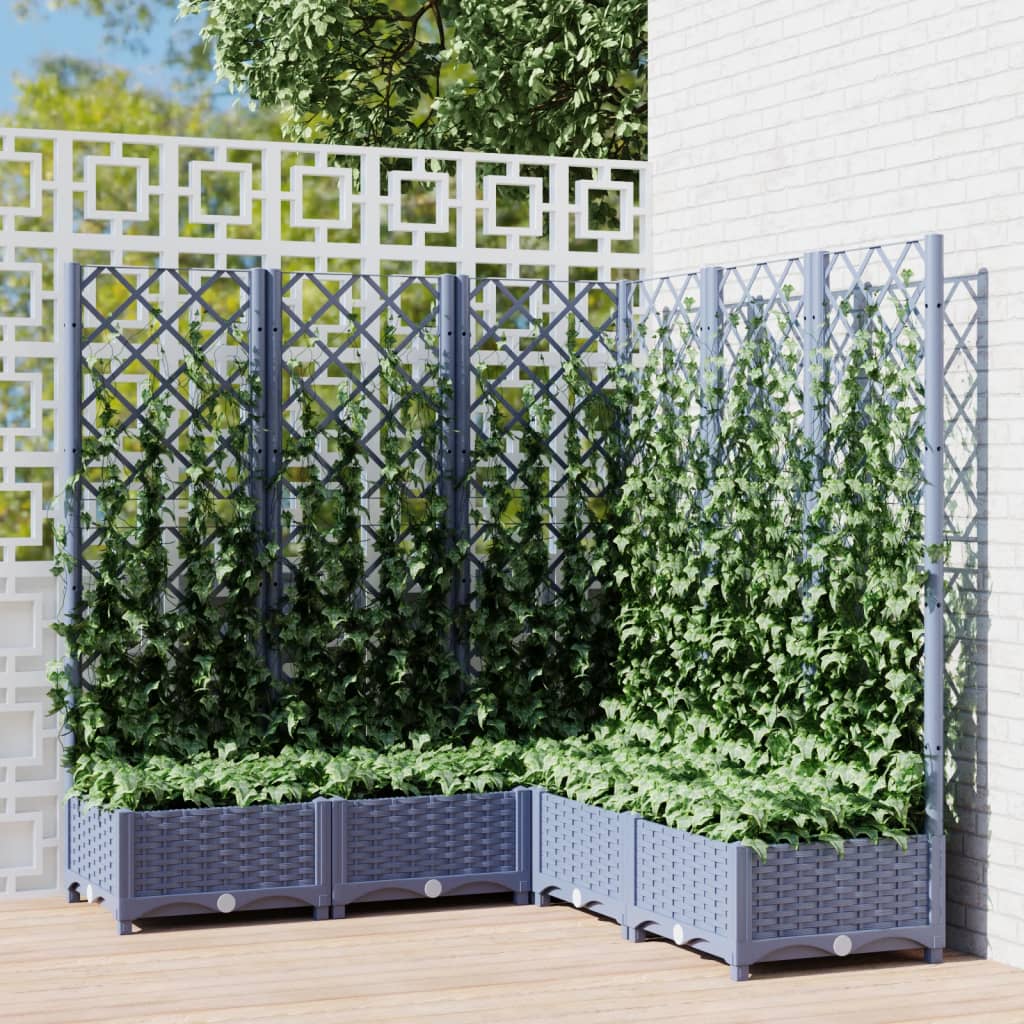 Fioriera Giardino e Graticcio Grigio Blu 120x120x121,5 cm PP