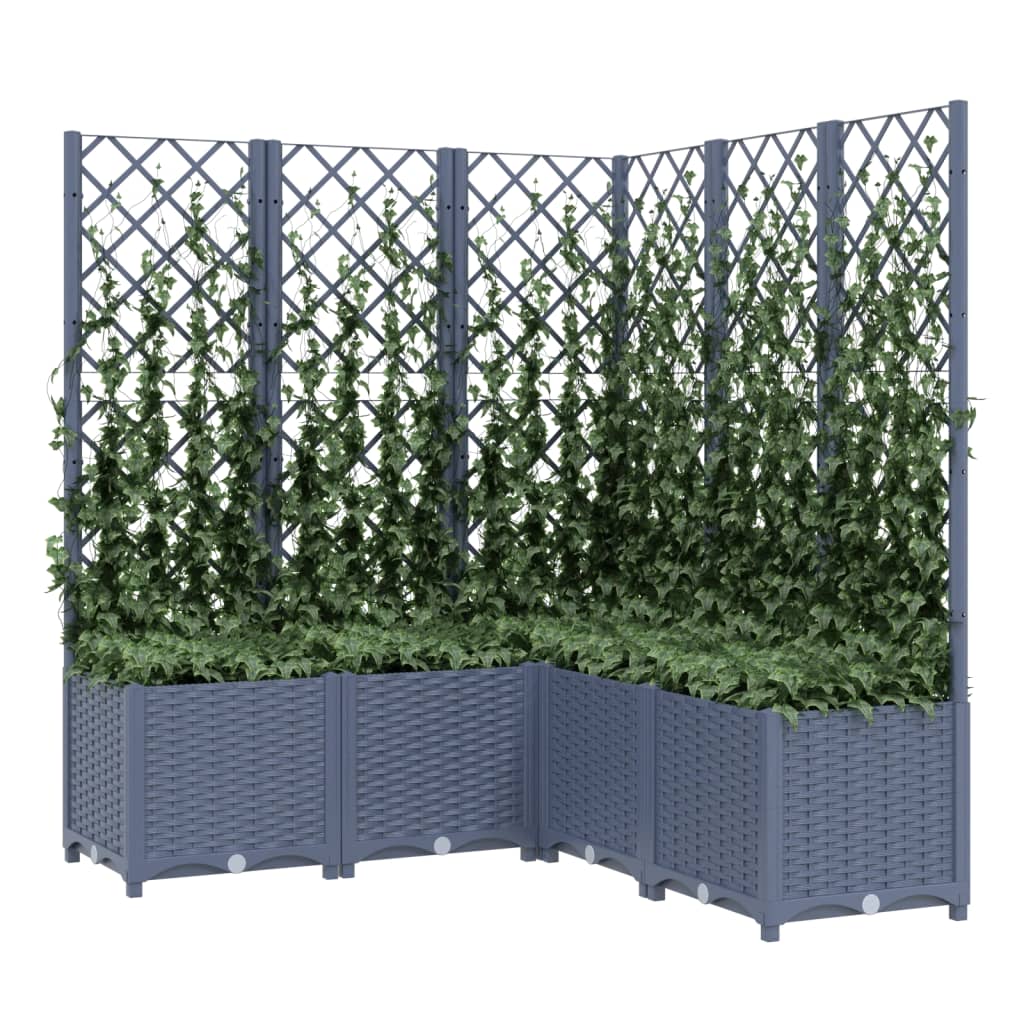Fioriera da Giardino Graticcio Grigio Blu 120x120x136cm PP