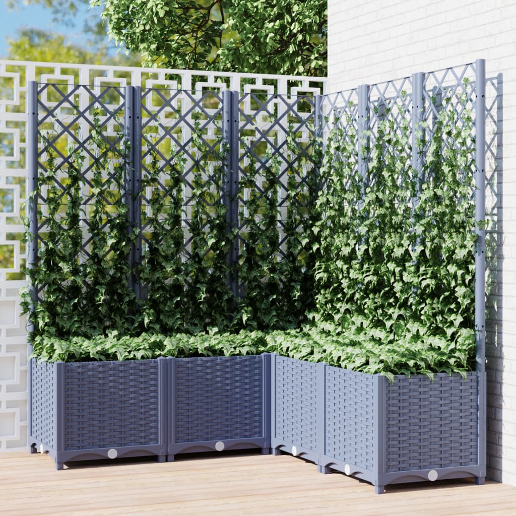 Fioriera da Giardino Graticcio Grigio Blu 120x120x136cm PP