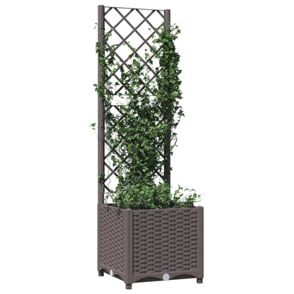 Fioriera da Giardino con Graticcio Marrone 40x40x136 cm in PP