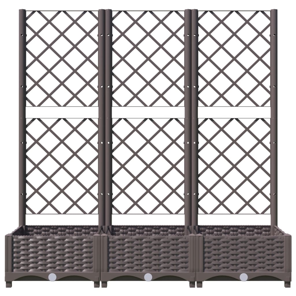 Fioriera da Giardino con Graticcio Marrone 120x40x121,5cm in PP