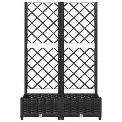Fioriera da Giardino con Graticcio Nero 80x40x121,5 cm in PP