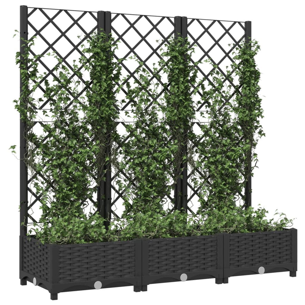 Fioriera da Giardino con Graticcio Nero 120x40x121,5 cm in PP
