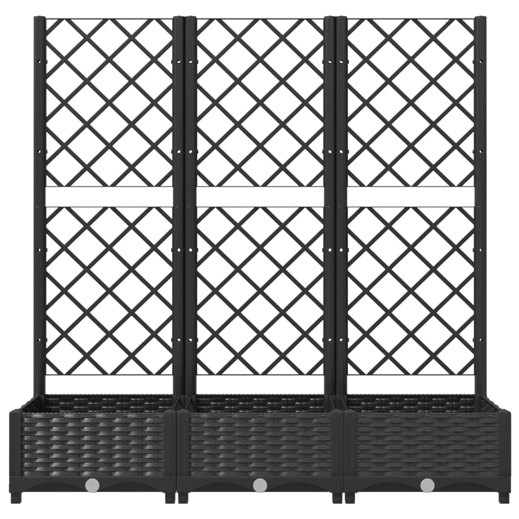 Fioriera da Giardino con Graticcio Nero 120x40x121,5 cm in PP