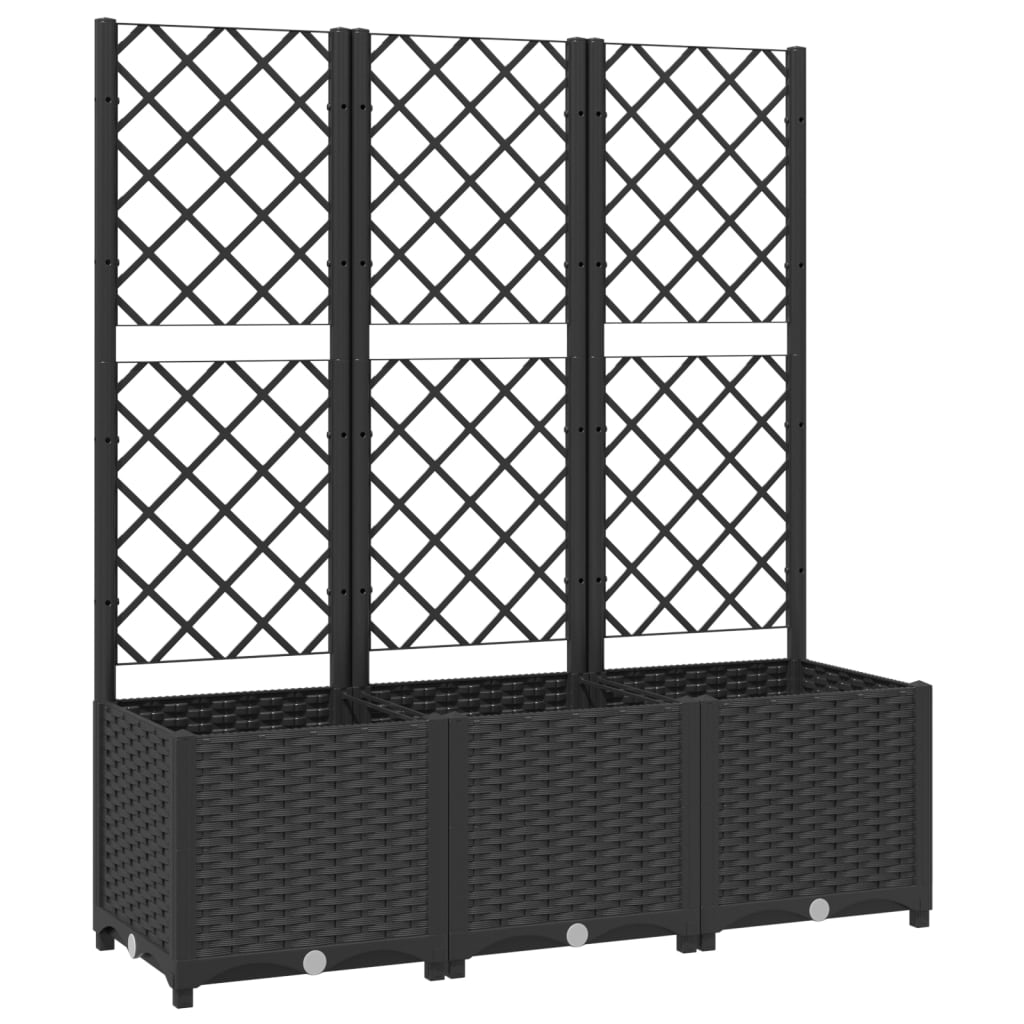 Fioriera da Giardino con Graticcio Nero 120x40x136 cm in PP