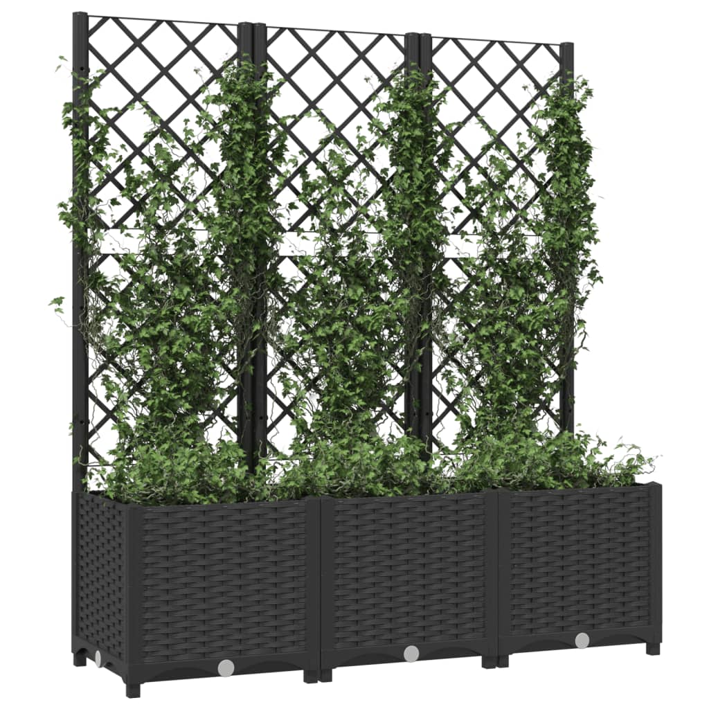 Fioriera da Giardino con Graticcio Nero 120x40x136 cm in PP