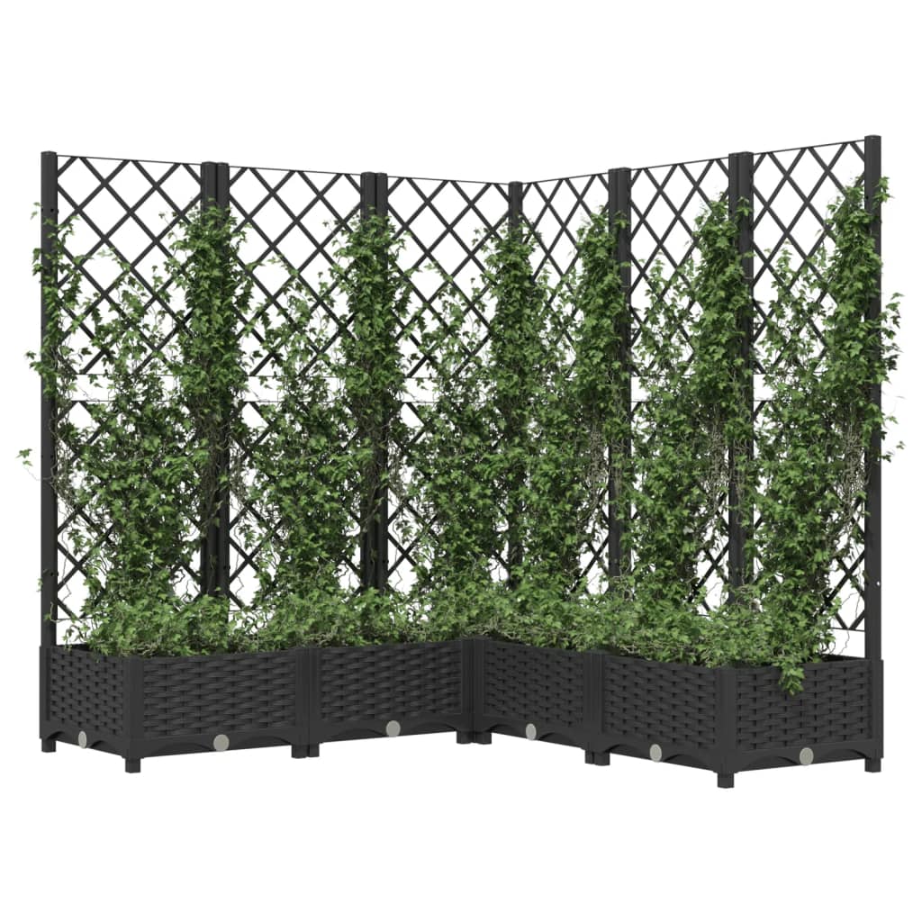 Fioriera da Giardino con Graticcio Nero 120x120x121,5 cm in PP