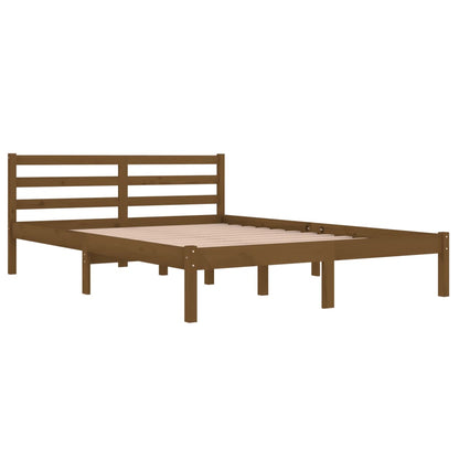 Telaio Letto in Legno Massello di Pino 140x200 cm Marrone Ambra