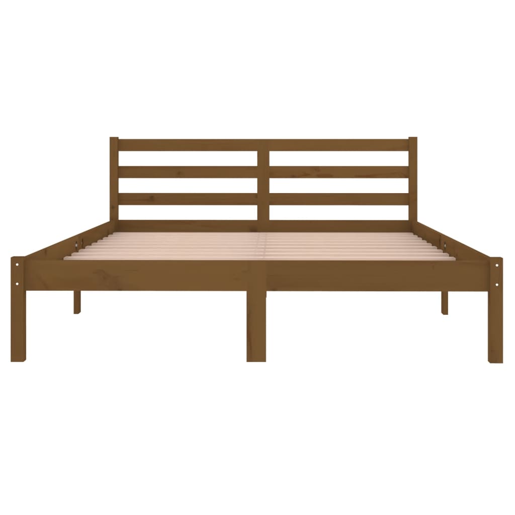 Telaio Letto in Legno Massello di Pino 140x200 cm Marrone Ambra