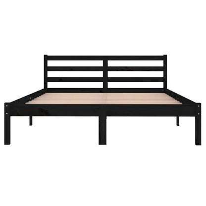 Telaio Letto in Legno Massello di Pino 140x200 cm Nero
