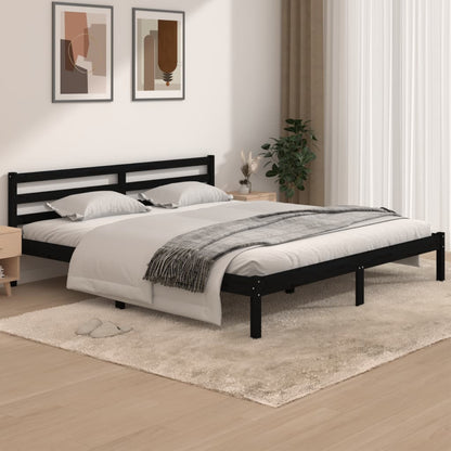 Giroletto Nero in Legno Massello 180x200 cm Super King