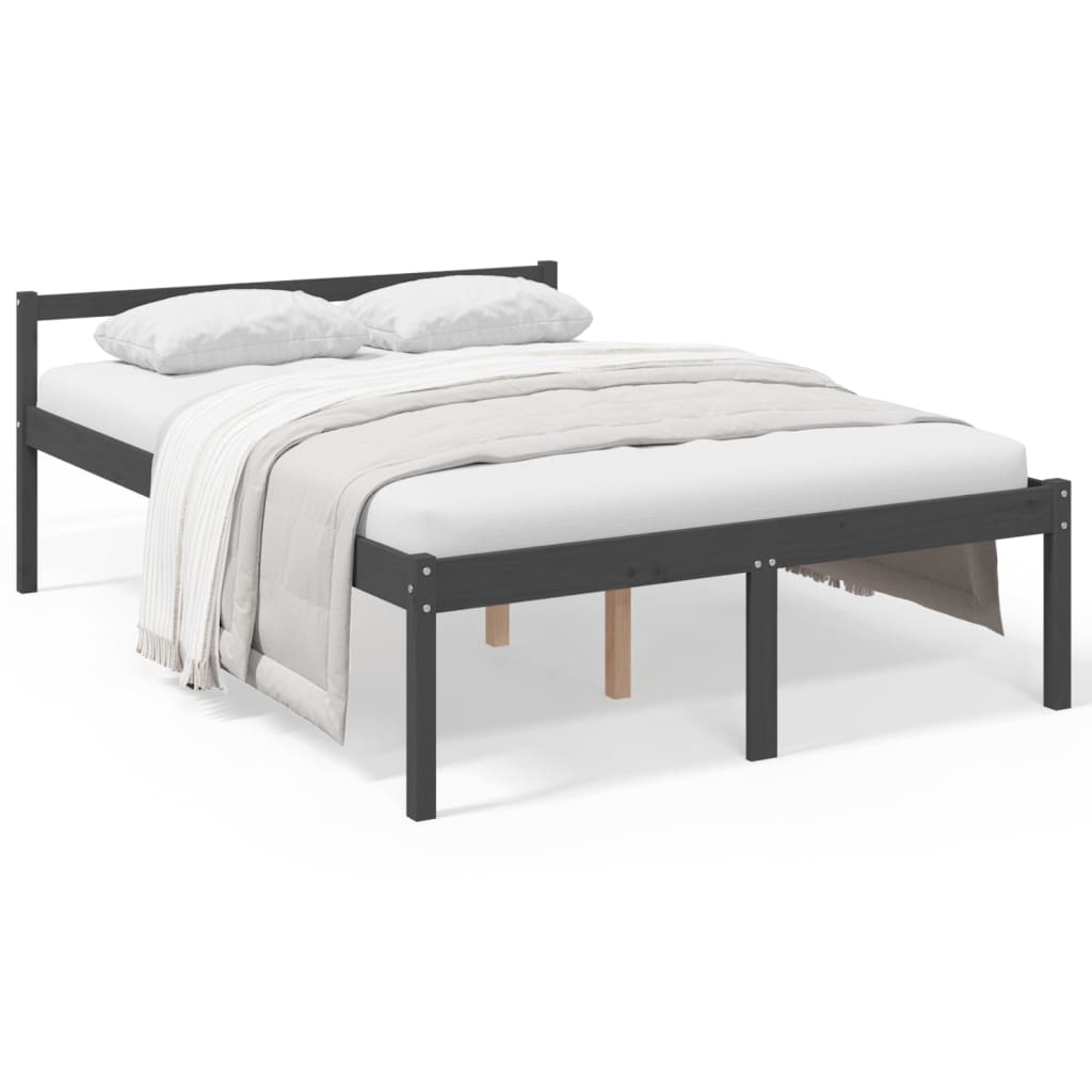 Letto per Anziani Grigio 135x190 cm Double in Legno di Pino