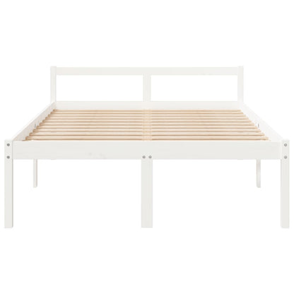 Letto per Anziani Bianco 140x190 cm in Legno Massello di Pino