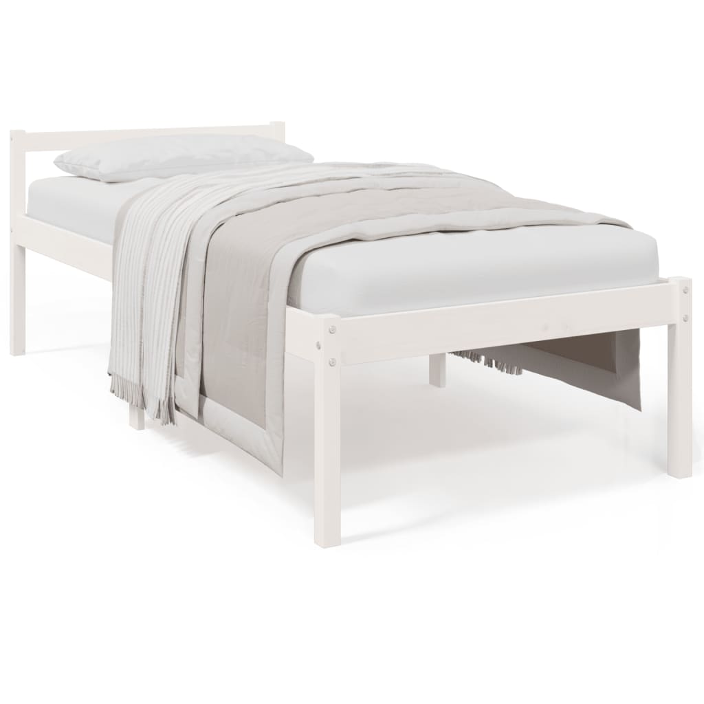 Letto per Anziani Bianco 90x200 cm in Legno Massello di Pino
