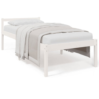 Letto per Anziani Bianco 90x200 cm in Legno Massello di Pino