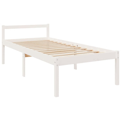 Letto per Anziani Bianco 90x200 cm in Legno Massello di Pino