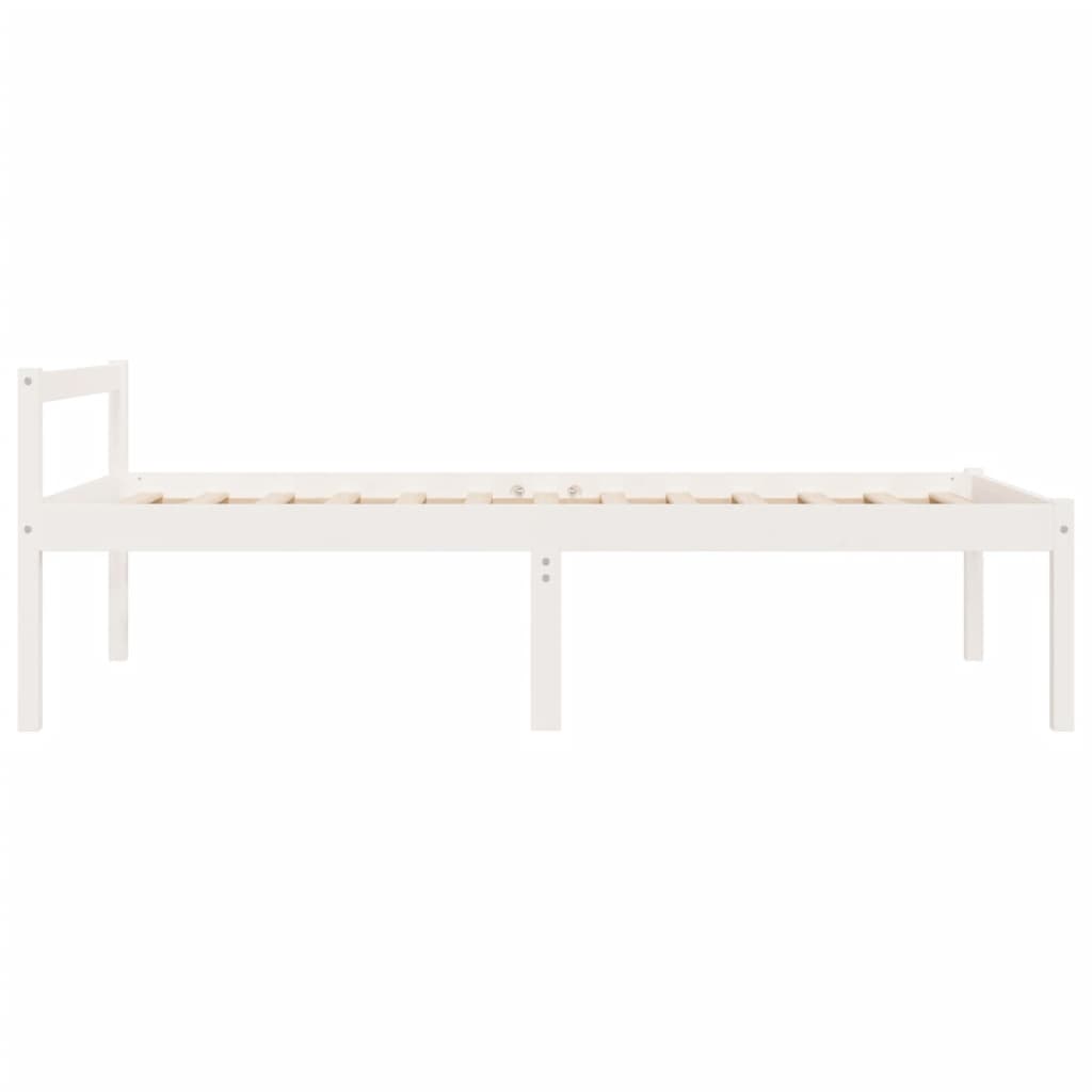 Letto per Anziani Bianco 90x200 cm in Legno Massello di Pino