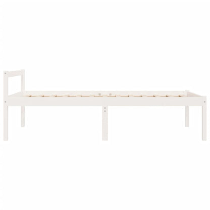Letto per Anziani Bianco 90x200 cm in Legno Massello di Pino