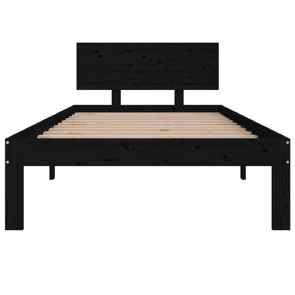 Giroletto Nero in Legno Massello di Pino 90x200 cm