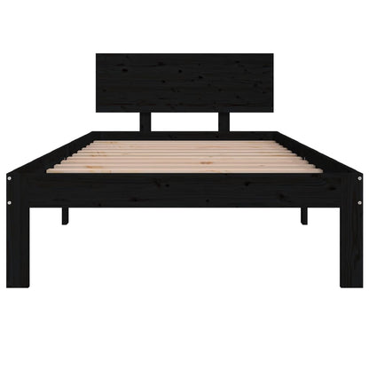 Giroletto Nero in Legno Massello di Pino 90x200 cm