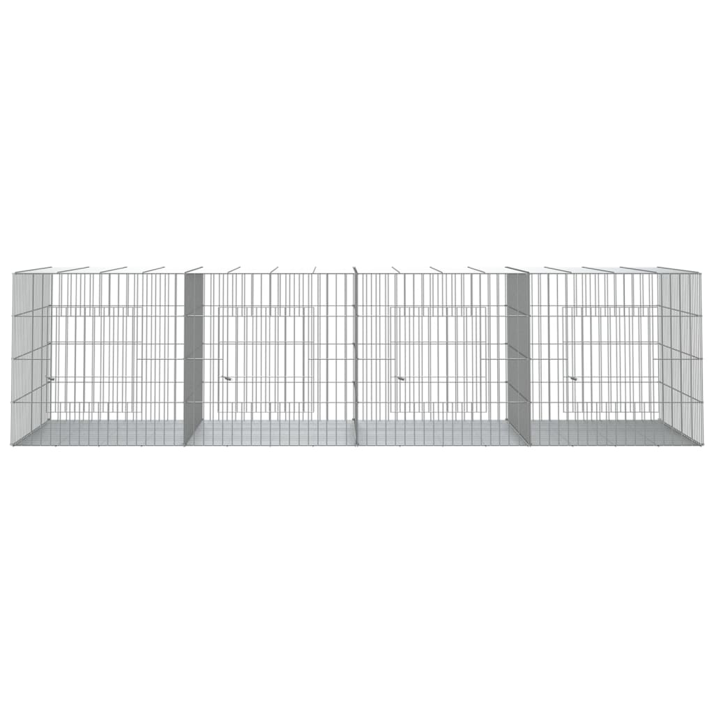 Conigliera con 4 Pannelli 217x79x54 cm Ferro Zincato