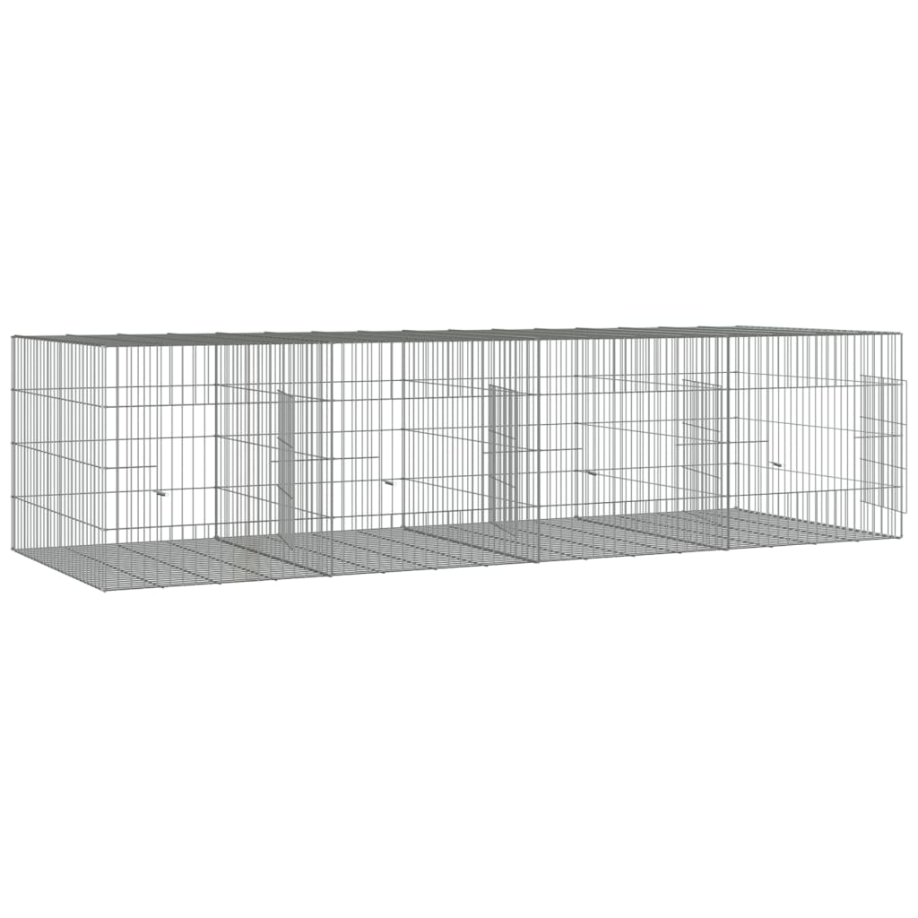 Conigliera con 4 Pannelli 217x79x54 cm Ferro Zincato