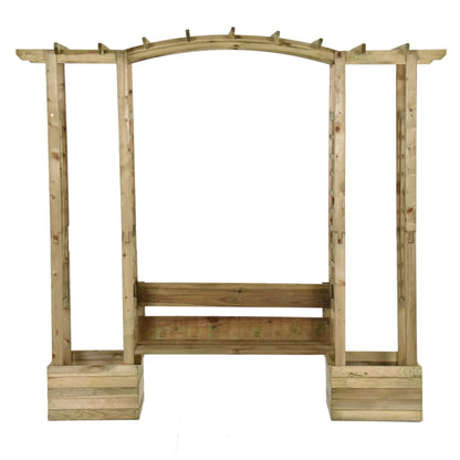 Pergola da Giardino Panca e Vasi Legno Massello Pino Impregnato