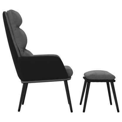 Poltrona Relax con Sgabello Grigio Chiaro Tessuto e Similpelle