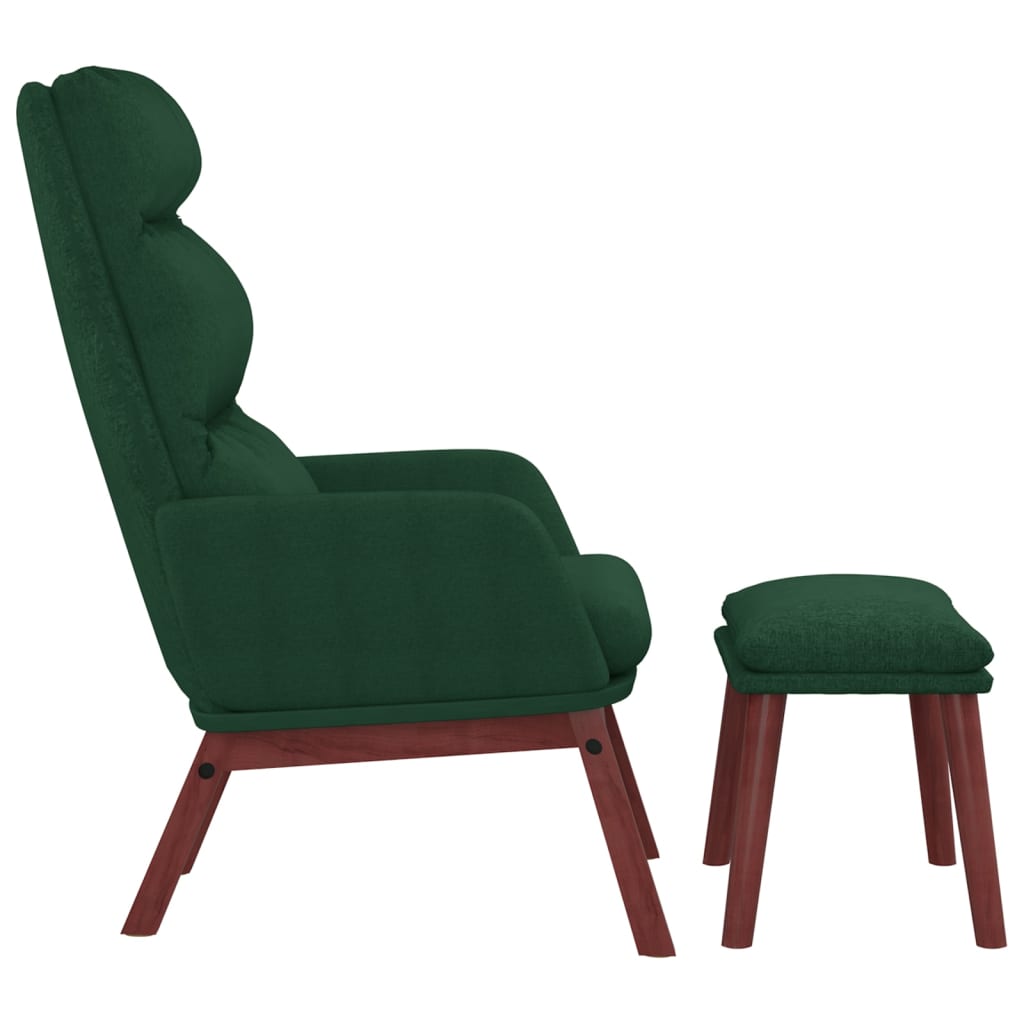 Poltrona Relax con Poggiapiedi Verde Scuro in Tessuto