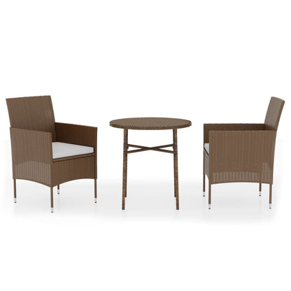 Set Mobili da Pranzo per Giardino 3 pz in Polyrattan Marrone