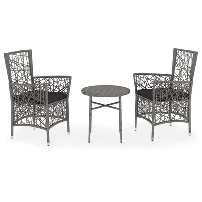 Set Mobili da Pranzo per Giardino 3 pz in Polyrattan Grigio