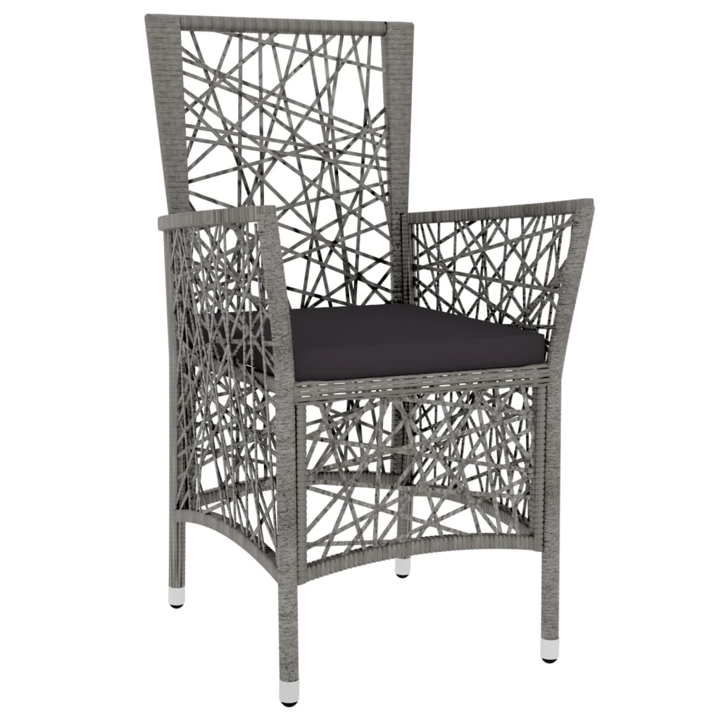 Set Mobili da Pranzo per Giardino 3 pz in Polyrattan Grigio